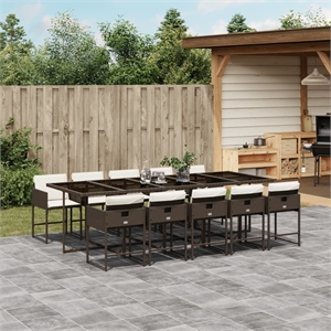 Afuera Living Poly Rattan Garden Dining Set in Black/Cream White
