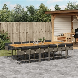 Afuera Living Contemporary Rattan Garden Dining Set in Gray and Brown