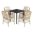 Afuera Living 5 Piece Rattan Garden Dining Set in Black/Cream White