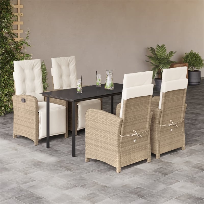 Afuera Living 5 Piece Poly Rattan Garden Dining Set in Black