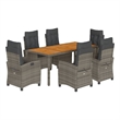Afuera Living Contemporary 7 Piece Poly Rattan Garden Dining Set in Gray