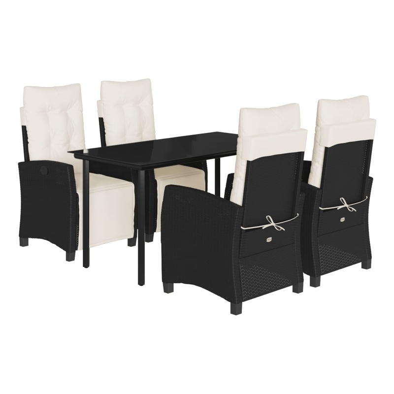 Afuera Living Contemporary Poly Rattan Garden Dining Set in Black