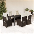 Afuera Living 7 Piece Poly Rattan Garden Dining Set in Black/Cream White