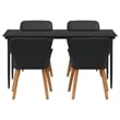 Afuera Living 5 Piece Poly Rattan Garden Dining Set with Cushions in Black
