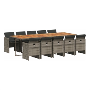 Afuera Living Contemporary 11 Piece Poly Rattan Patio Dining Set in Gray