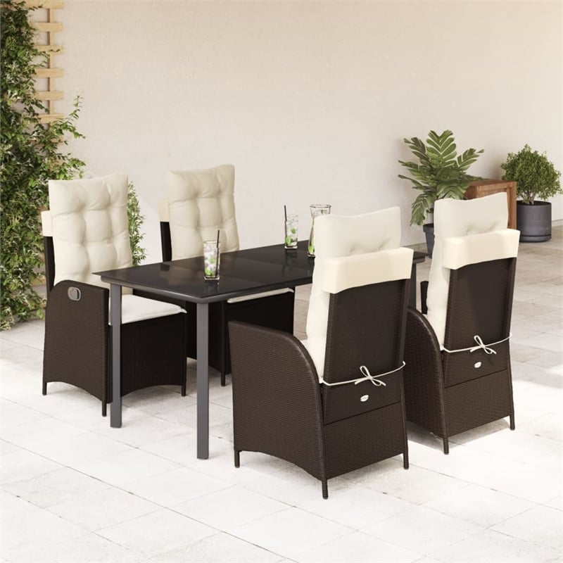 Afuera Living 5 Piece Poly Rattan Garden Dining Set in Black