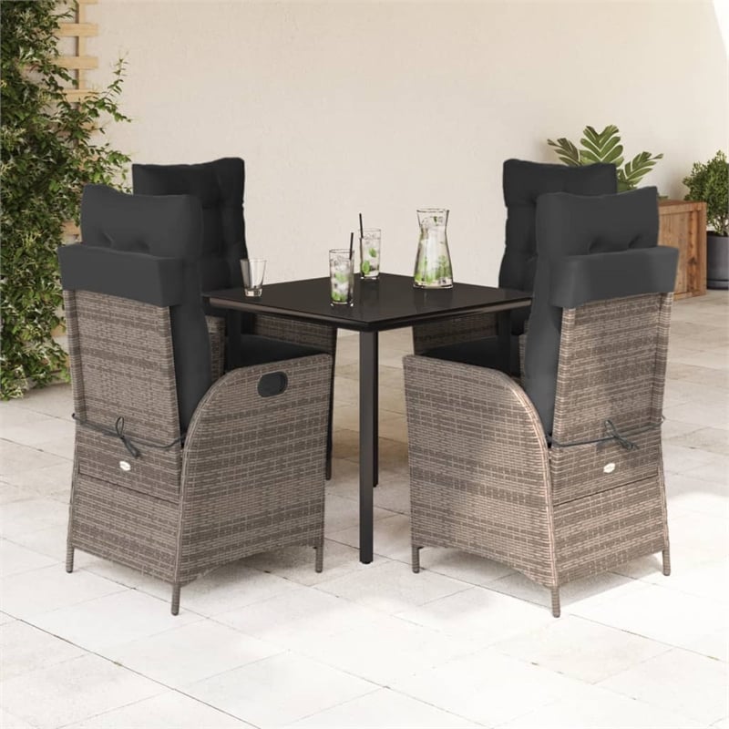 Afuera Living 5 Piece Poly Rattan Garden Dining Set in Black