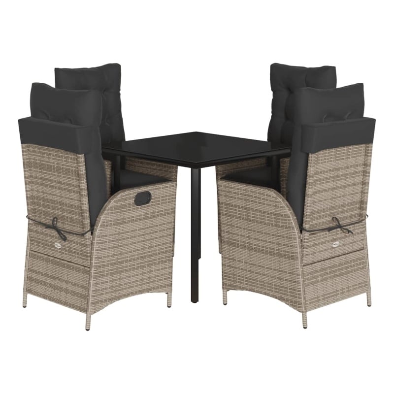 Afuera Living 5 Piece Poly Rattan Garden Dining Set in Black
