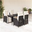 Afuera Living 5 Piece Poly Rattan Garden Dining Set in Black/Cream White