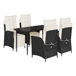 Afuera Living 5 Piece Poly Rattan Garden Dining Set in Black/Cream White