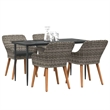 Afuera Living 5 Piece Poly Rattan Garden Dining Set with Cushions in Gray