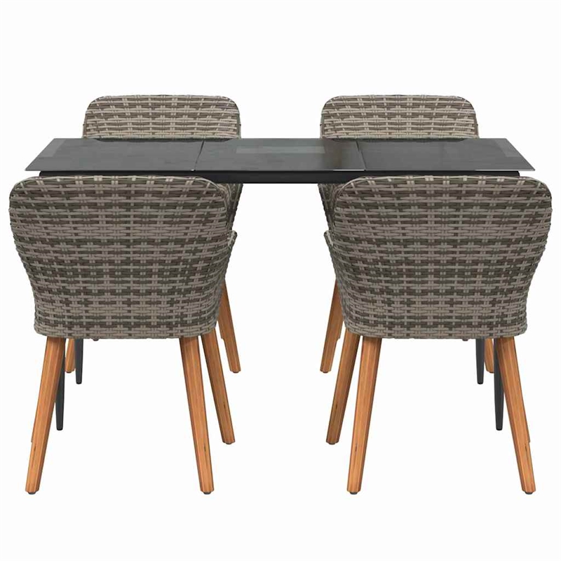 Afuera Living 5 Piece Poly Rattan Garden Dining Set with Cushions in Gray