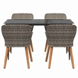 Afuera Living 5 Piece Poly Rattan Garden Dining Set with Cushions in Gray