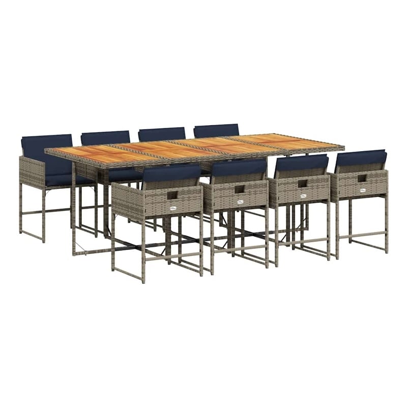 Afuera Living 9 Piece Rattan Garden Dining Set in Gray/Brown