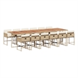 Afuera Living 13 Piece Rattan Garden Dining Set in Brown/Cream white