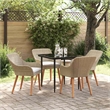 Afuera Living 5 Piece Poly Rattan Garden Dining Set with Cushions in Beige