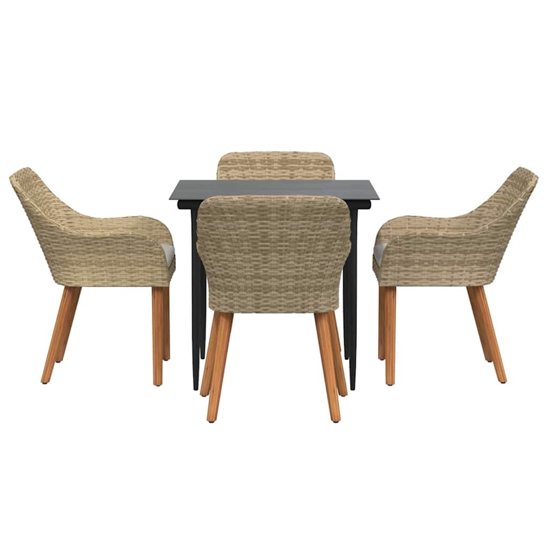 Afuera Living 5 Piece Poly Rattan Garden Dining Set with Cushions in Beige