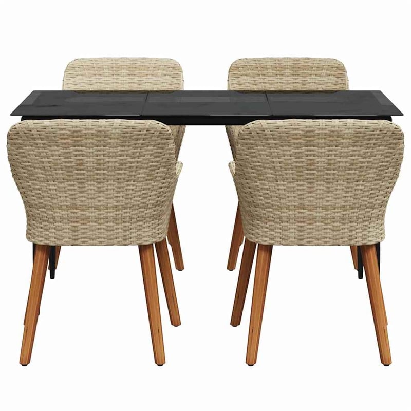 Afuera Living 5 Piece Poly Rattan Garden Dining Set with Cushions in Beige