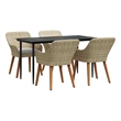 Afuera Living 5 Piece Poly Rattan Garden Dining Set with Cushions in Beige