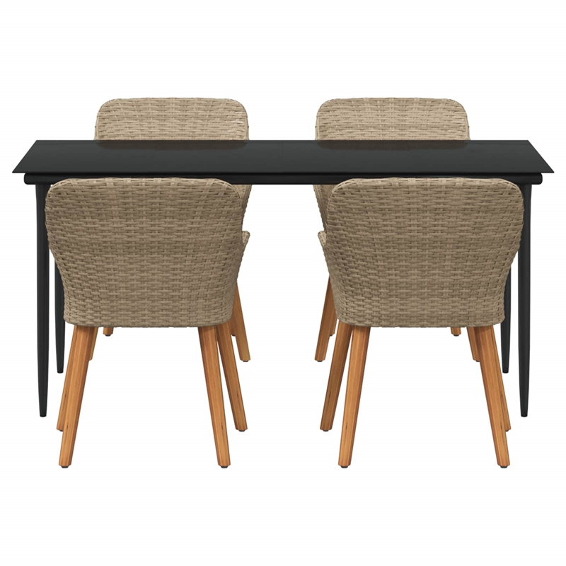 Afuera Living 5 Piece Poly Rattan Garden Dining Set with Cushions in Beige