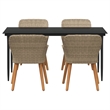 Afuera Living 5 Piece Poly Rattan Garden Dining Set with Cushions in Beige