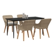 Afuera Living 5 Piece Poly Rattan Garden Dining Set with Cushions in Beige
