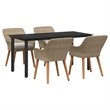 Afuera Living 5 Piece Poly Rattan Garden Dining Set with Cushions in Beige