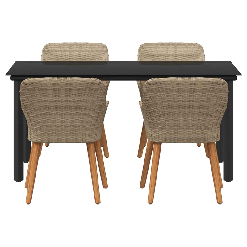 Afuera Living 5 Piece Poly Rattan Garden Dining Set with Cushions in Beige