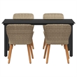 Afuera Living 5 Piece Poly Rattan Garden Dining Set with Cushions in Beige