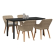 Afuera Living 5 Piece Poly Rattan Garden Dining Set with Cushions in Beige