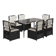 Afuera Living Contemporary Rattan Garden Dining Set in Black/Cream White
