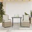 Afuera Living 3 Piece Rattan Patio Dining Set in Black/Cream White