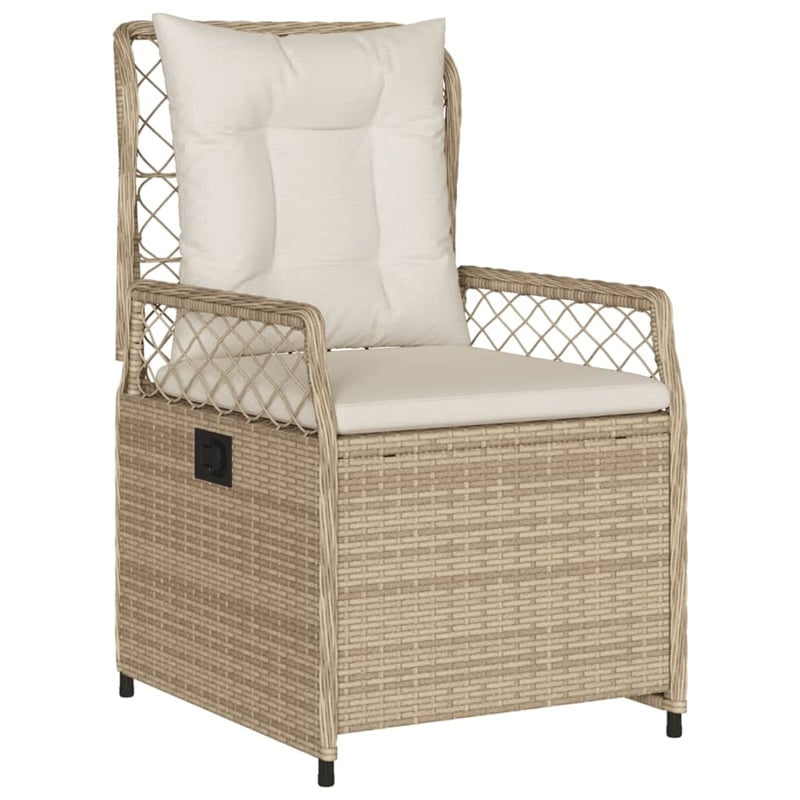 Afuera Living 3 Piece Rattan Patio Dining Set in Black/Cream White