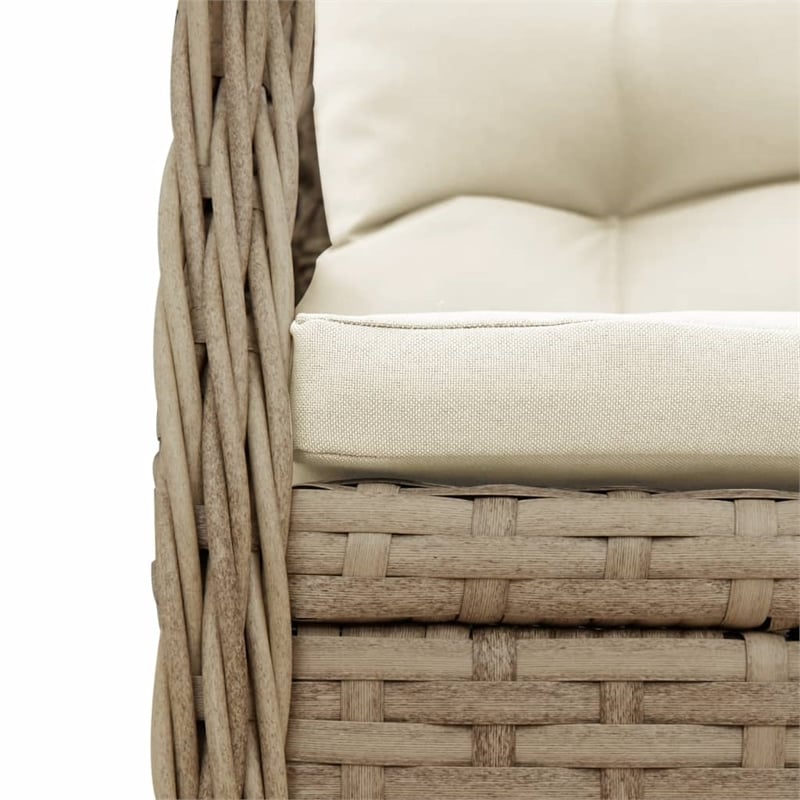 Afuera Living 3 Piece Rattan Patio Dining Set in Black/Cream White