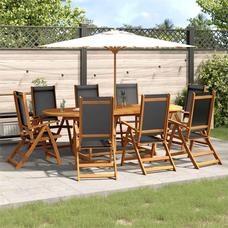 Afuera Living Contemporary 9 Piece Garden Dining Set in Brown