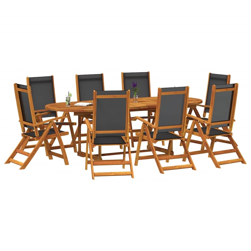 Afuera Living Contemporary 9 Piece Garden Dining Set in Brown