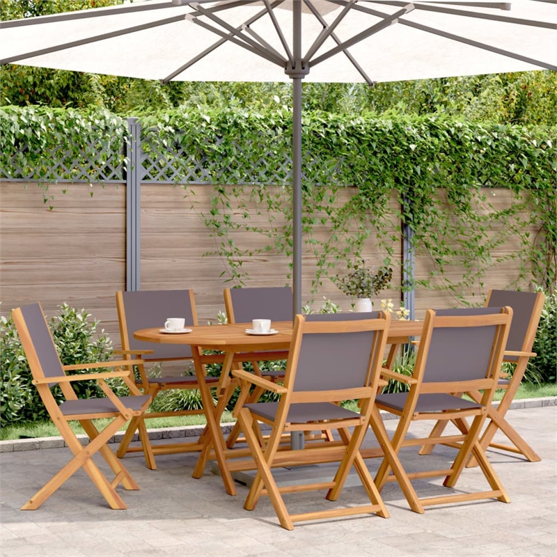 Afuera Living Contemporary Durable Wood Garden Dining Set in Gray