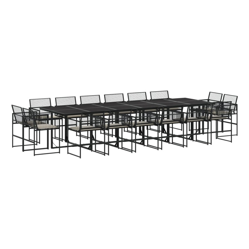 Afuera Living 17 Piece Poly Rattan Garden Dining Set in Black/Cream White