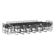 Afuera Living 17 Piece Poly Rattan Garden Dining Set in Black/Cream White