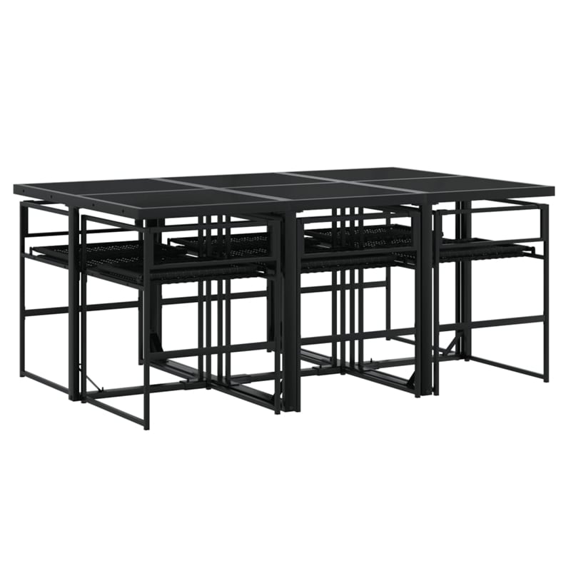 Afuera Living 7 Piece Poly Rattan Garden Dining Set in Black/Cream White