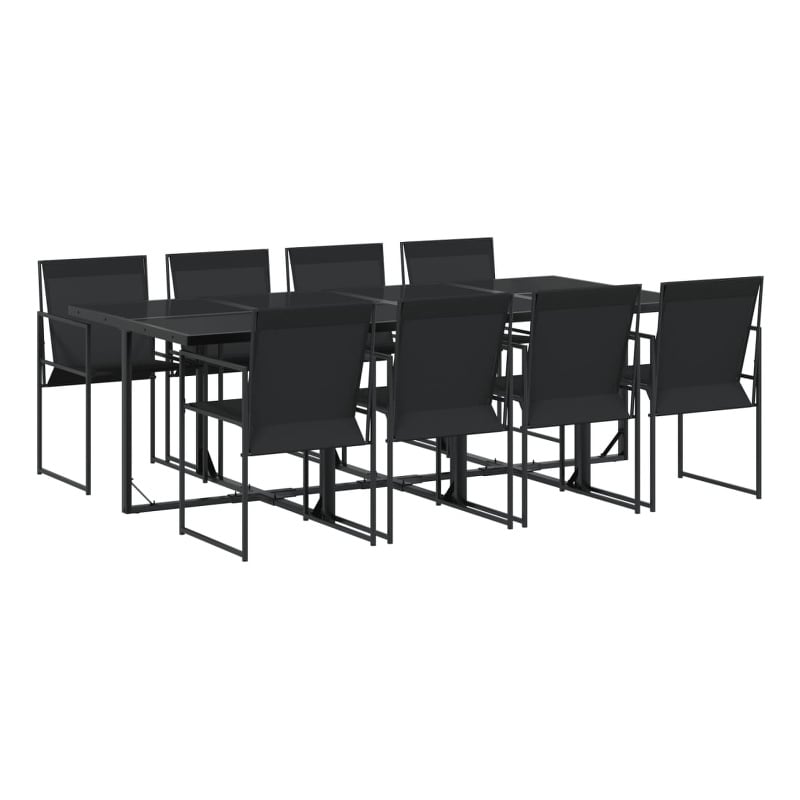 Afuera Living Contemporary Steel Garden Dining Set in Black Finish