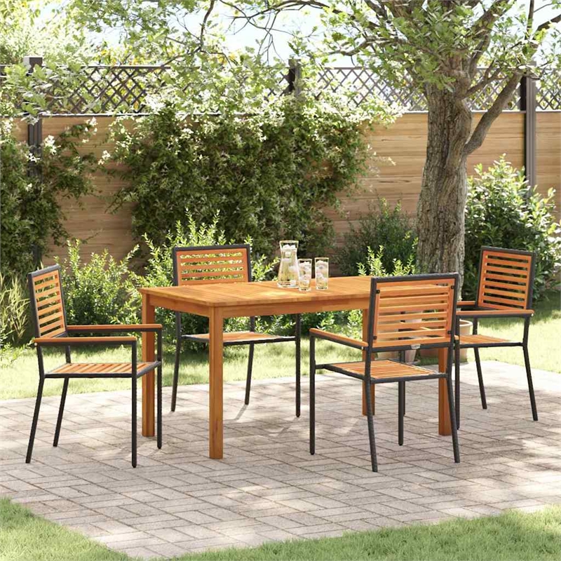 Afuera Living 5 Piece Poly Rattan Garden Dining Set in Black