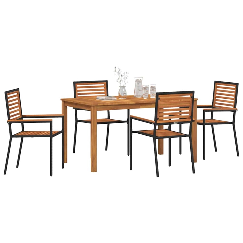 Afuera Living 5 Piece Poly Rattan Garden Dining Set in Black