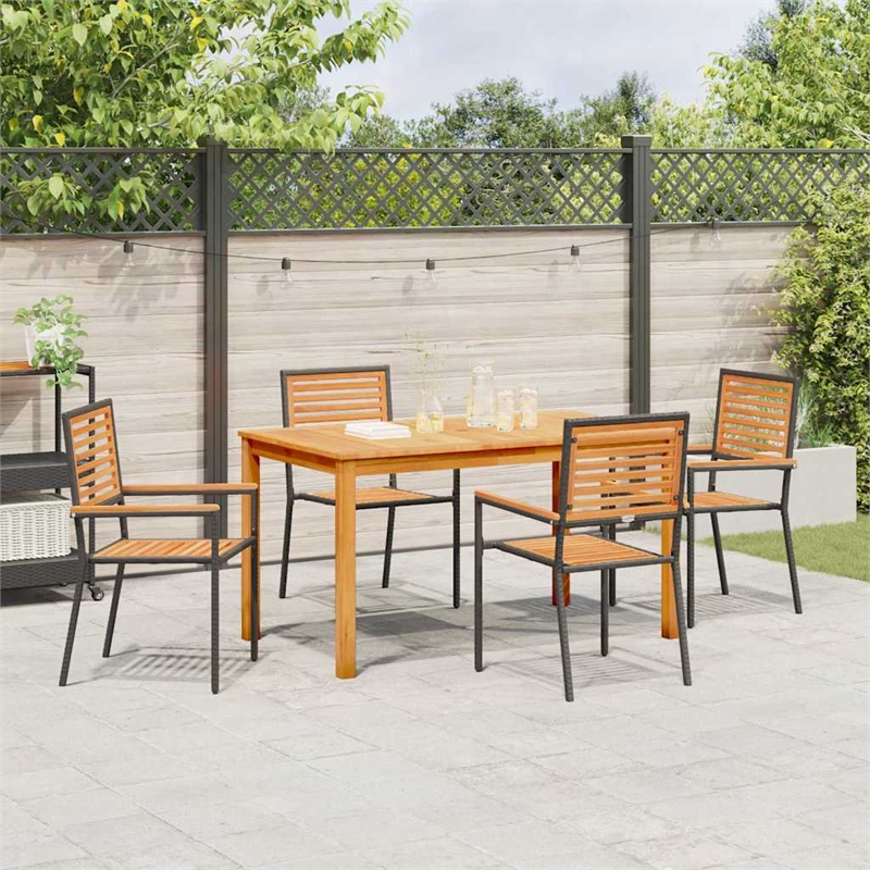Afuera Living 5 Piece Poly Rattan Garden Dining Set in Black