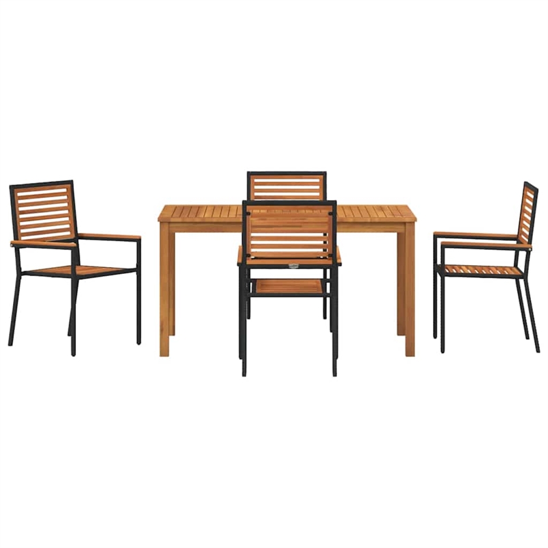 Afuera Living 5 Piece Poly Rattan Garden Dining Set in Black