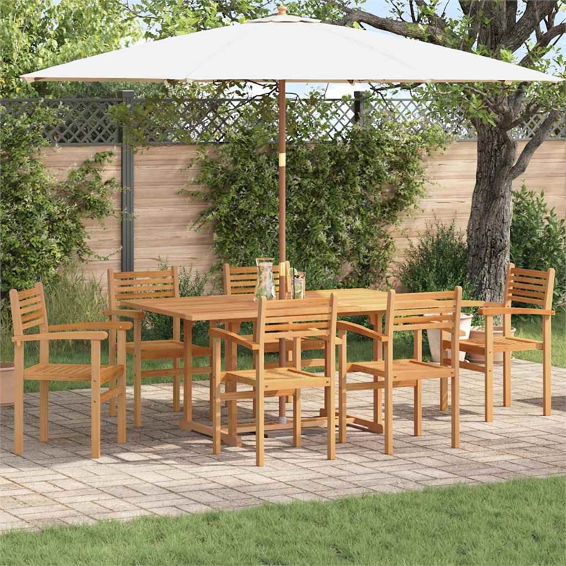 Afuera Living Contemporary 7 Piece Garden Dining Set in Brown