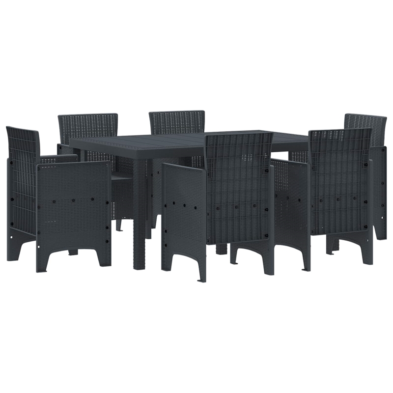 Afuera Living 7 Piece Poly Rattan Garden Dining Set in Anthracite