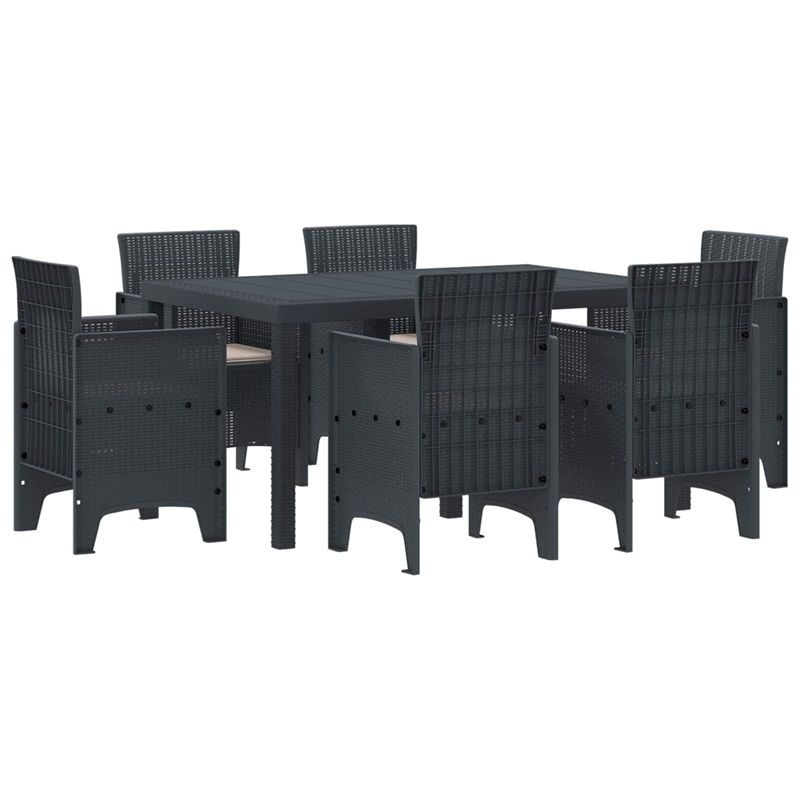 Afuera Living 7 Piece Poly Rattan Garden Dining Set in Anthracite