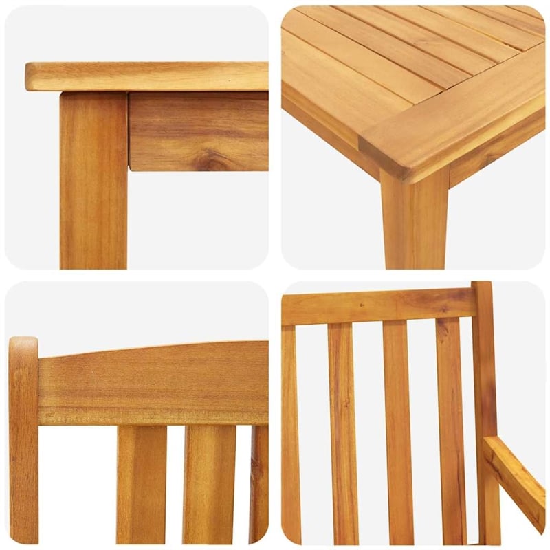 Afuera Living Contemporary Solid Acacia Wood Garden Dining Set in Brown