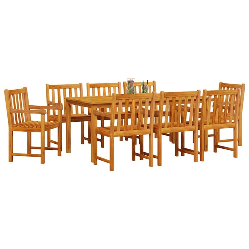 Afuera Living Contemporary Solid Acacia Wood Garden Dining Set in Brown